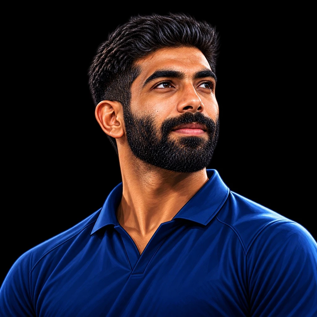 Jasprit Bumrah cricket caricature on PlayerPulser