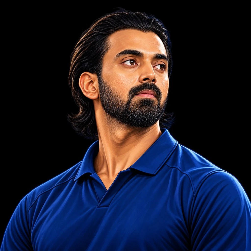 KL Rahul cricket caricature on PlayerPulser
