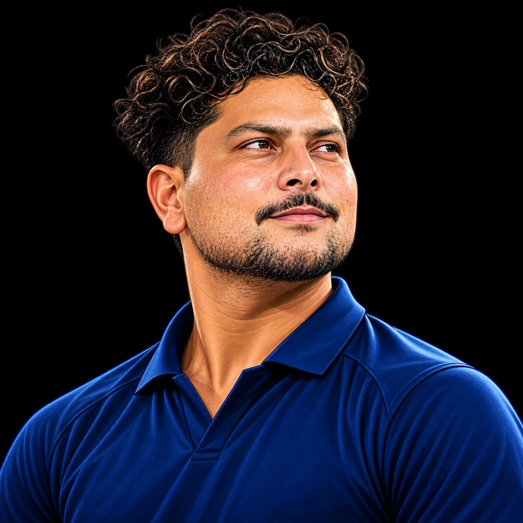 Kuldeep Yadav cricket caricature on PlayerPulser