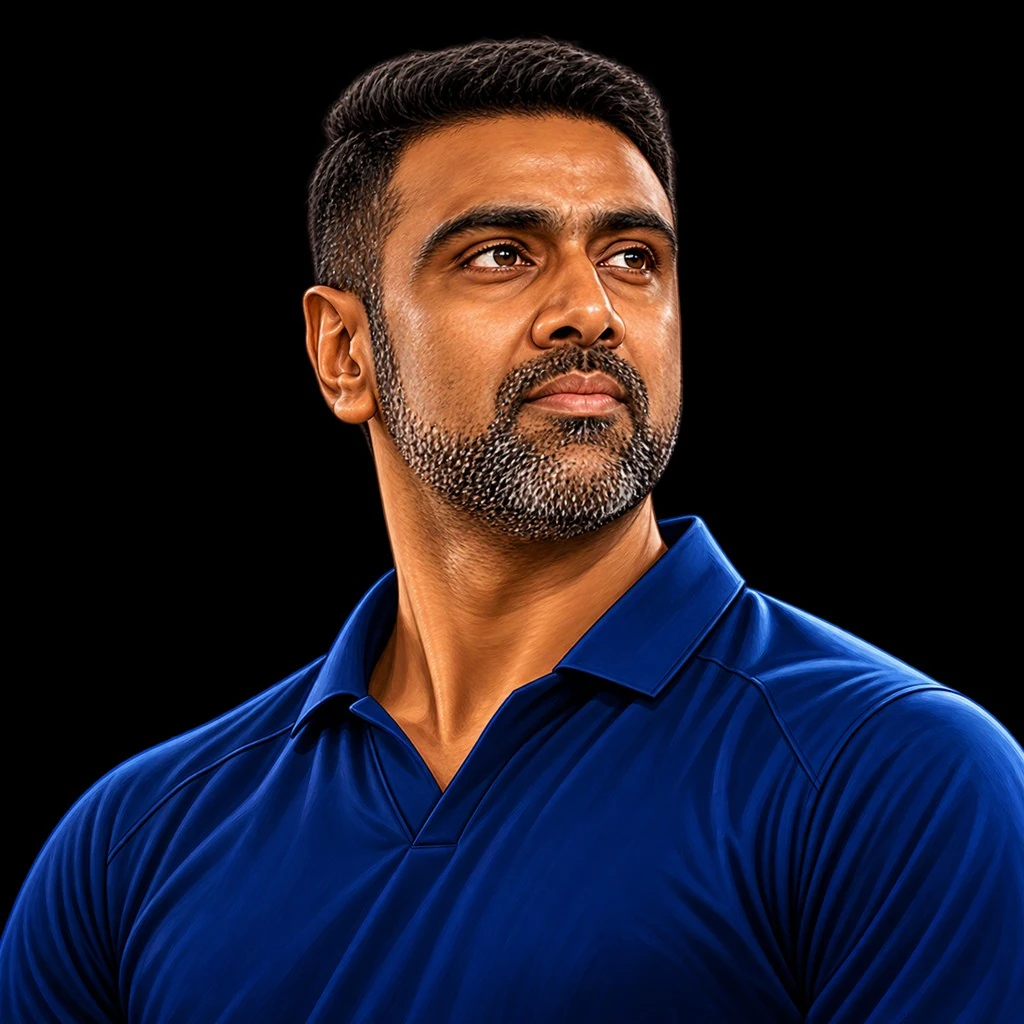 Ravichandran Ashwin cricket caricature on PlayerPulser
