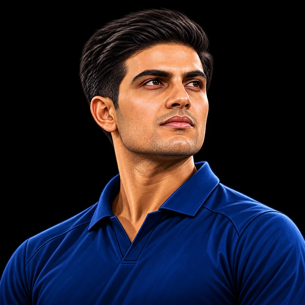 Shubman Gill cricket caricature on PlayerPulser