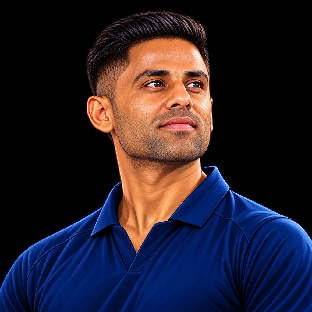 Suryakumar Yadav cricket caricature on PlayerPulser