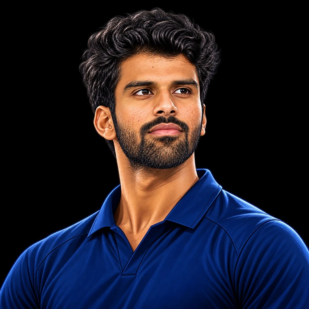 Washington Sundar cricket caricature on PlayerPulser