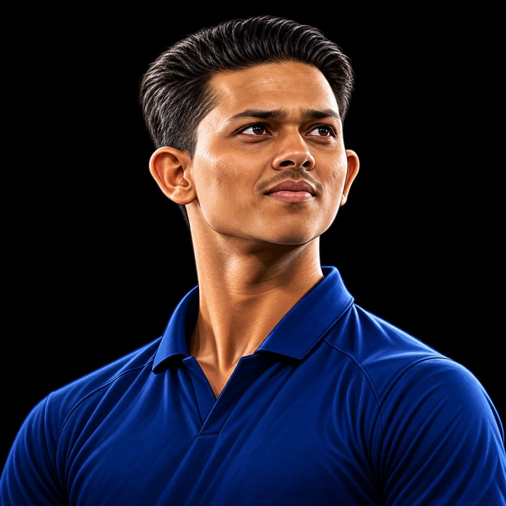 Yashasvi Jaiswal cricket caricature on PlayerPulser